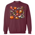 thumbnail image 1 of Shop4Ever Men's Thanksgiving Fall Collage Turkey Pilgrim Pumpkin Pie Crewneck Sweatshirt XX-Large Maroon, 1 of 5