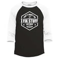 thumbnail image 1 of Shop4Ever Men's That's What I Do I Fix Stuff And I Know Things Handyman Mechanic Raglan Baseball Shirt X-Small Black/White, 1 of 3