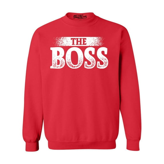 Shop4Ever Men's The Boss Crewneck Sweatshirt Large Red