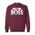 thumbnail image 1 of Shop4Ever Men's The Boss Crewneck Sweatshirt Medium Maroon, 1 of 5