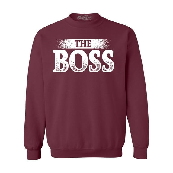 Shop4Ever Men's The Boss Crewneck Sweatshirt Medium Maroon