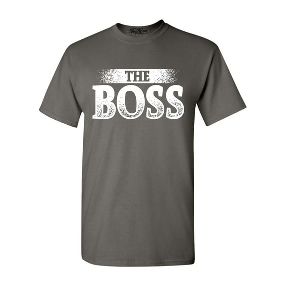 Shop4Ever Men's The Boss Graphic T-shirt XXXX-Large Charcoal