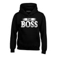 thumbnail image 1 of Shop4Ever Men's The Boss Hooded Sweatshirt Hoodie Large Black, 1 of 5