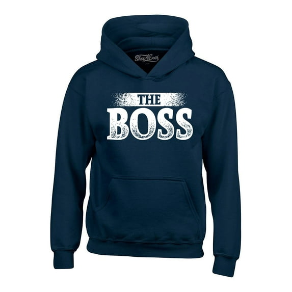 Shop4Ever Men's The Boss Hooded Sweatshirt Hoodie Small Navy