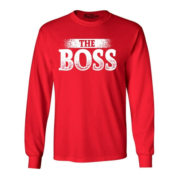 Shop4Ever Men's The Boss Long Sleeve Shirt Large Red