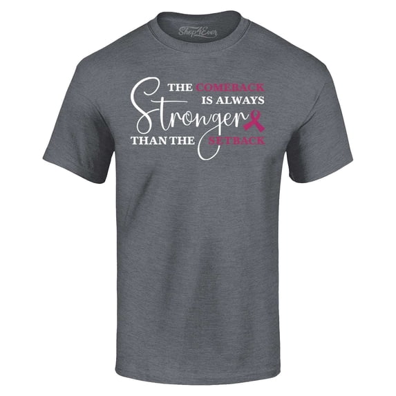 Shop4Ever Men's The Comeback is Always Stronger Than The Setback Graphic T-shirt Small Charcoal