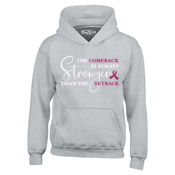 Shop4Ever Men's The Comeback is Always Stronger Than The Setback Hooded Sweatshirt Hoodie Small Sports Grey