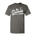 thumbnail image 1 of Shop4Ever Men's The Groom Top Hat Bow Tie Graphic T-shirt Large Charcoal, 1 of 5