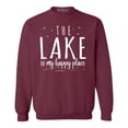 thumbnail image 1 of Shop4Ever Men's The Lake is My Happy Place Crewneck Sweatshirt X-Large Maroon, 1 of 5