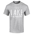 thumbnail image 1 of Shop4Ever Men's The Lake is My Happy Place Graphic T-shirt Large Sports Grey, 1 of 5