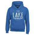 thumbnail image 1 of Shop4Ever Men's The Lake is My Happy Place Hooded Sweatshirt Hoodie Small Royal Blue, 1 of 5