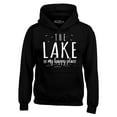 thumbnail image 1 of Shop4Ever Men's The Lake is My Happy Place Hooded Sweatshirt Hoodie XXXXX-Large Black, 1 of 5