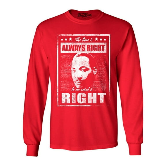 Shop4Ever Men's The Time is Always Right to Do What is Right MLK Long Sleeve Shirt XX-Large Red