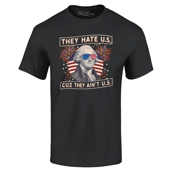Shop4Ever Men's They Hate Us Cuz They Ain't Us American Flag Graphic T-shirt Small Black