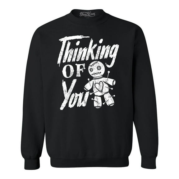 Shop4Ever Men's Thinking of You Voodoo Doll Halloween Crewneck Sweatshirt XX-Large Black