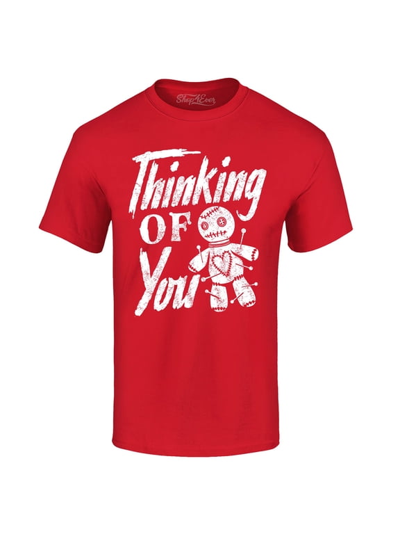 Men's Thinking of You Voodoo Doll Halloween Graphic T-shirt Large Red