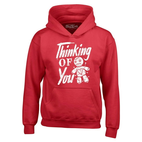 Shop4Ever Men's Thinking of You Voodoo Doll Halloween Hooded Sweatshirt Hoodie Large Red