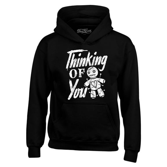 Shop4Ever Men's Thinking of You Voodoo Doll Halloween Hooded Sweatshirt Hoodie Medium Black
