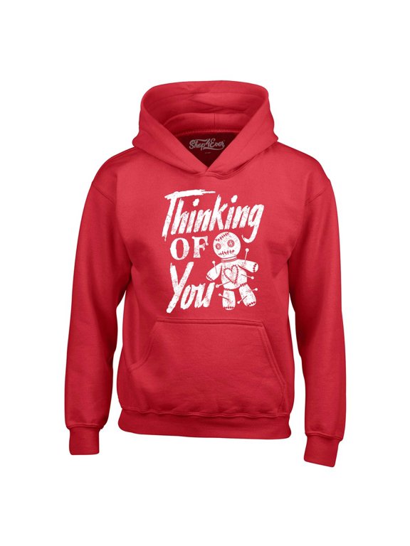 Men's Thinking of You Voodoo Doll Halloween Hooded Sweatshirt Hoodie X-Large Red