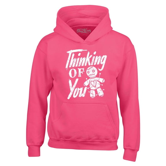 Shop4Ever Men's Thinking of You Voodoo Doll Halloween Hooded Sweatshirt Hoodie XX-Large Heliconia Pink