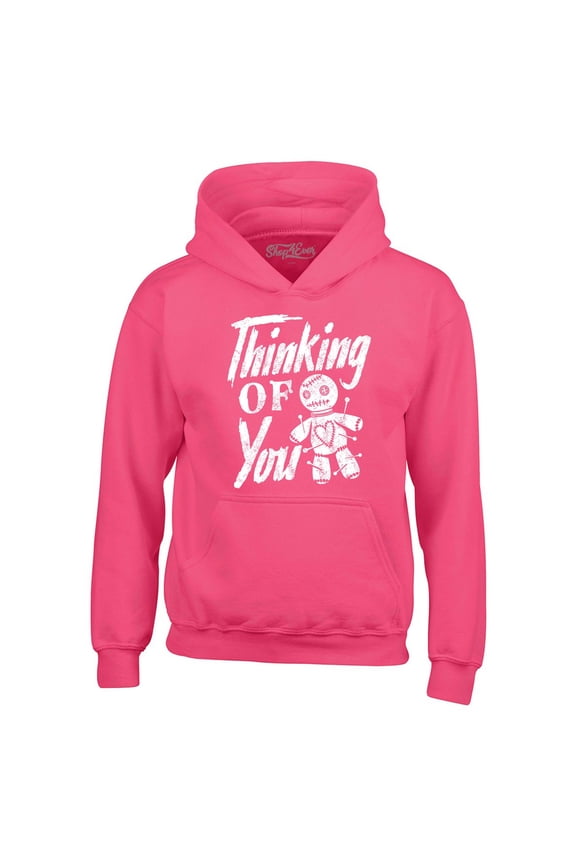 Men's Thinking of You Voodoo Doll Halloween Hooded Sweatshirt Hoodie XX-Large Heliconia Pink