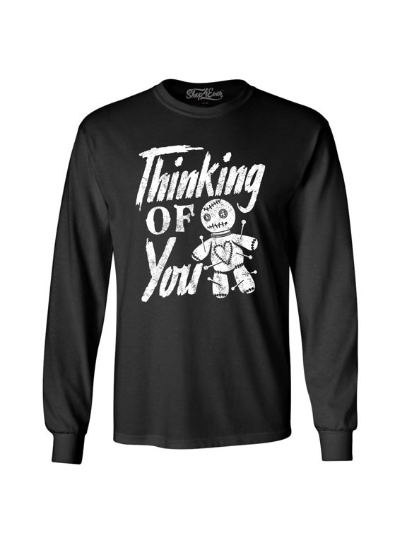 Men's Thinking of You Voodoo Doll Halloween Long Sleeve Shirt Small Black