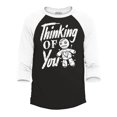 thumbnail image 1 of Shop4Ever Men's Thinking of You Voodoo Doll Halloween Raglan Baseball Shirt Medium Black/White, 1 of 4