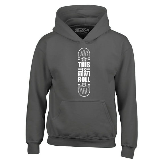 Shop4Ever Men's This is How I Roll Skateboard Funny Skateboarding Hooded Sweatshirt Hoodie Small Charcoal