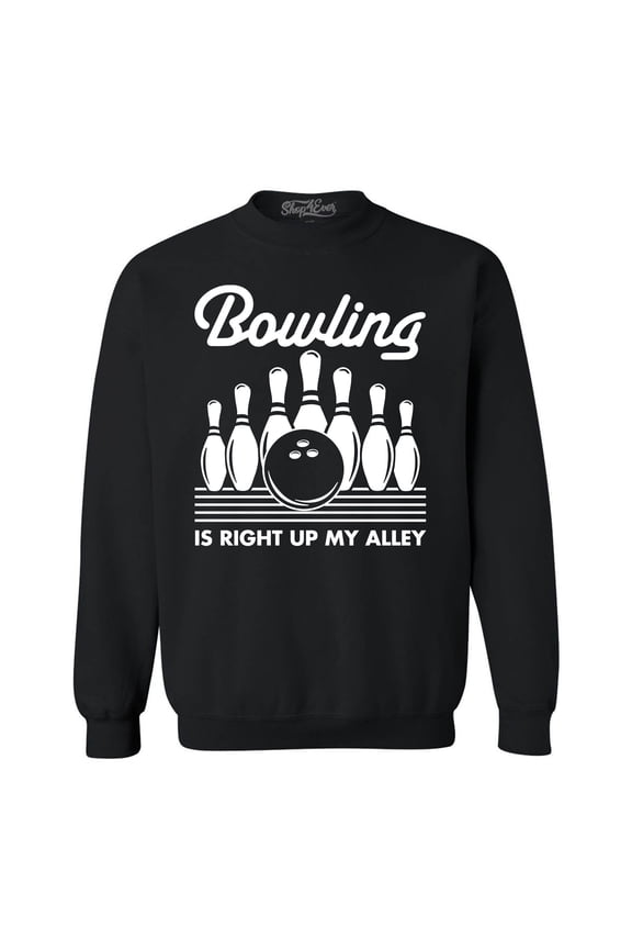 Men's  This is My Spare Shirt Funny Bowling Crewneck Sweatshirt Large Black