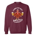 thumbnail image 1 of Shop4Ever Men's Time to Get Basted Thanksgiving Turkey Crewneck Sweatshirt Medium Maroon, 1 of 5