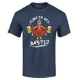 thumbnail image 1 of Shop4Ever Men's Time to Get Basted Thanksgiving Turkey Graphic T-shirt XXXXX-Large Navy, 1 of 5