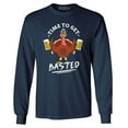 thumbnail image 1 of Shop4Ever Men's Time to Get Basted Thanksgiving Turkey Long Sleeve Shirt X-Large Navy, 1 of 5