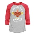 thumbnail image 1 of Shop4Ever Men's Time to Get Basted Thanksgiving Turkey Raglan Baseball Shirt Large Heather Grey/Red, 1 of 4