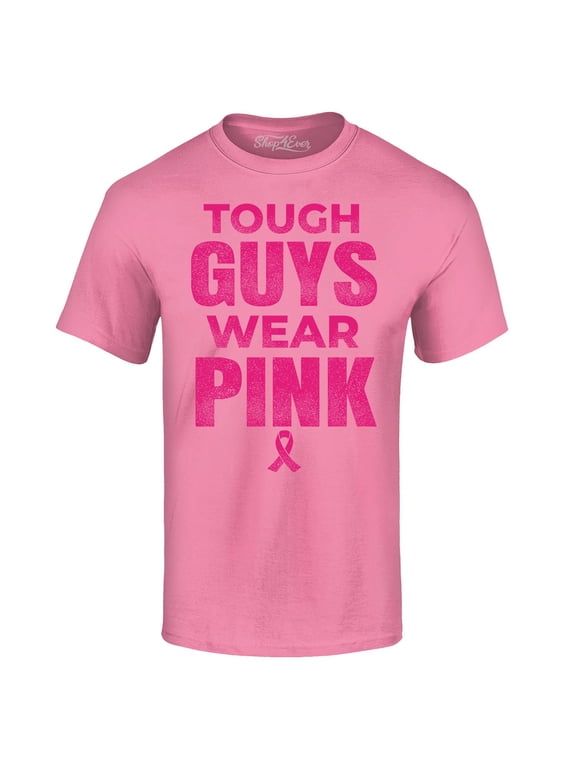 Men's Tough Guys Wear Pink Breast Cancer Awareness Graphic T-shirt X-Large Azalea Pink