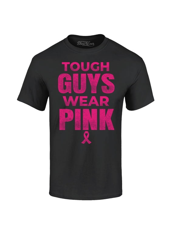 Men's Tough Guys Wear Pink Breast Cancer Awareness Graphic T-shirt X-Large Black