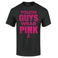 thumbnail image 1 of Shop4Ever Men's Tough Guys Wear Pink Breast Cancer Awareness Graphic T-shirt XXX-Large Black, 1 of 5