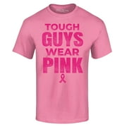 Shop4Ever Mens Tough Guys Wear Pink Breast Cancer Awareness Graphic T-shirt X-Large Azalea Pink