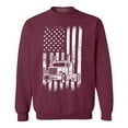thumbnail image 1 of Shop4Ever Men's Trucker American Flag USA Crewneck Sweatshirt Large Maroon, 1 of 5