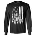thumbnail image 1 of Shop4Ever Men's Trucker American Flag USA Long Sleeve Shirt 3XL Black, 1 of 5