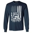 thumbnail image 1 of Shop4Ever Men's Trucker American Flag USA Long Sleeve Shirt XX-Large Navy, 1 of 5