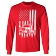 thumbnail image 1 of Shop4Ever Men's Trucker American Flag USA Long Sleeve Shirt XX-Large Red, 1 of 5