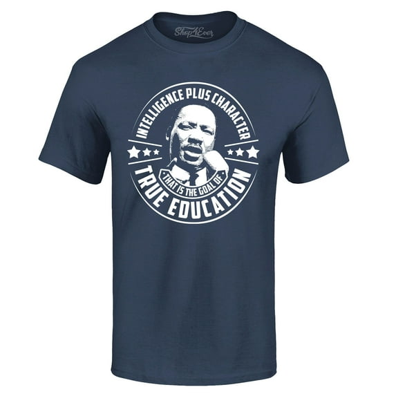 Shop4Ever Men's True Education Inspiring Quote Martin Luther King Jr. Graphic T-shirt XXX-Large Navy