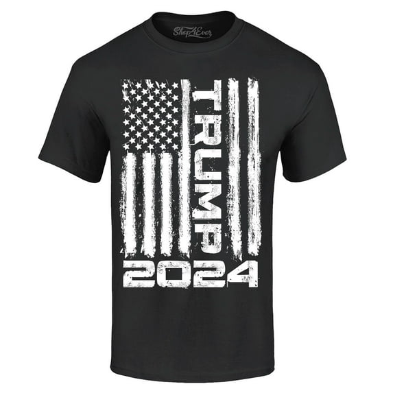 Shop4Ever Men's Trump Flag 2024 Graphic T-shirt Small Black