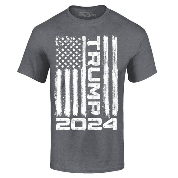 Shop4Ever Men's Trump Flag 2024 Graphic T-shirt XX-Large Dark Heather