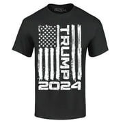 Shop4Ever Men's Trump Flag 2024 Graphic T-shirt XXXX-Large Black