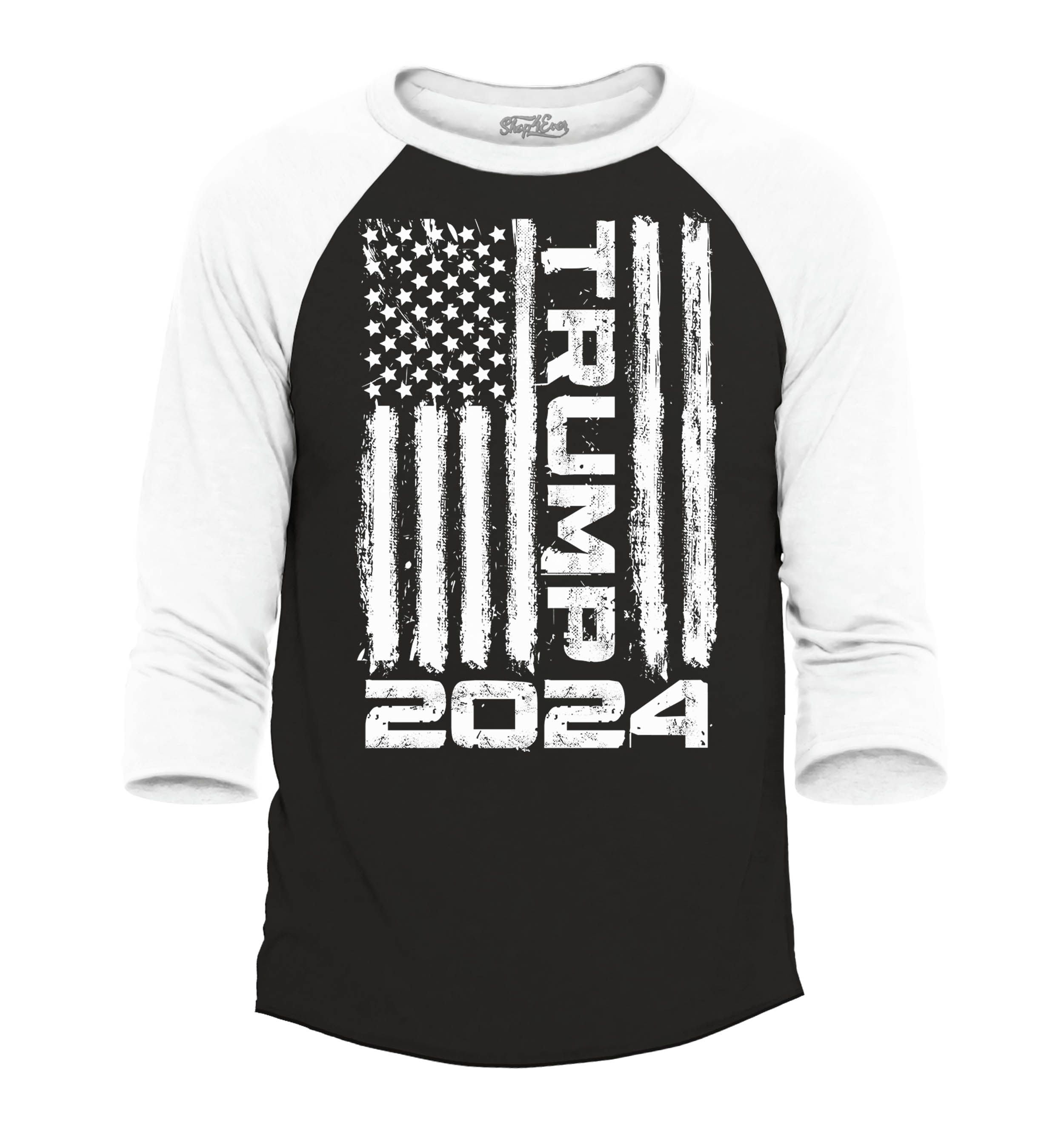 Shop4Ever Men's Trump Flag 2024 Raglan Baseball Shirt XXX-Large BlackWhite  - Walmart.com