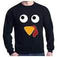thumbnail image 1 of Shop4Ever Men's Turkey Face Thanksgiving Crewneck Sweatshirt Large Black, 1 of 5