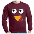 thumbnail image 1 of Shop4Ever Men's Turkey Face Thanksgiving Crewneck Sweatshirt X-Large Maroon, 1 of 5