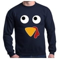 thumbnail image 1 of Shop4Ever Men's Turkey Face Thanksgiving Crewneck Sweatshirt X-Large Navy, 1 of 5
