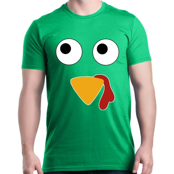 Shop4Ever Men's Turkey Face Thanksgiving Graphic T-shirt XX-Large Irish Green